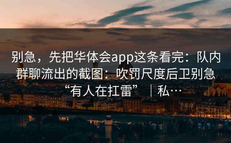 别急，先把华体会app这条看完：队内群聊流出的截图：吹罚尺度后卫别急“有人在扛雷”｜私…