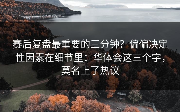 赛后复盘最重要的三分钟？偏偏决定性因素在细节里：华体会这三个字，莫名上了热议
