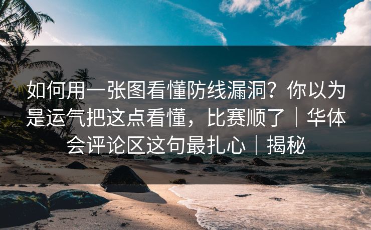 如何用一张图看懂防线漏洞？你以为是运气把这点看懂，比赛顺了｜华体会评论区这句最扎心｜揭秘