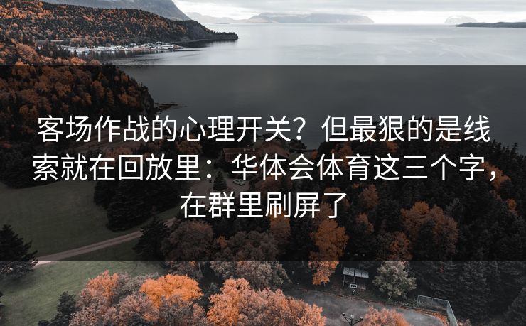 客场作战的心理开关？但最狠的是线索就在回放里：华体会体育这三个字，在群里刷屏了