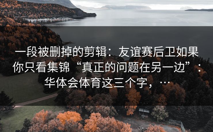 一段被删掉的剪辑：友谊赛后卫如果你只看集锦“真正的问题在另一边”：华体会体育这三个字，…