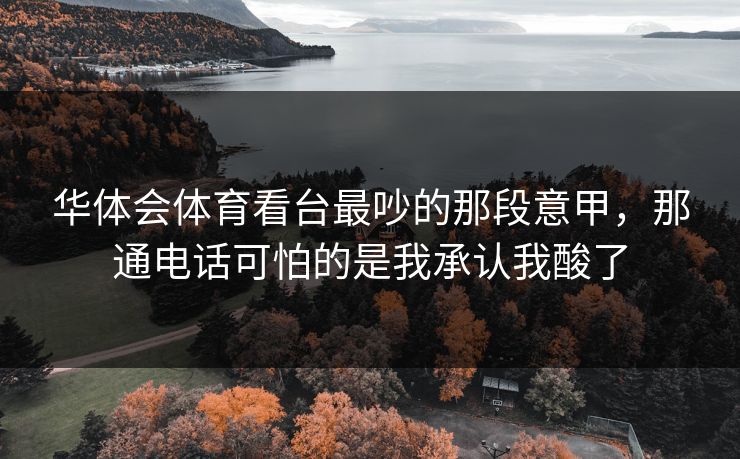 华体会体育看台最吵的那段意甲，那通电话可怕的是我承认我酸了